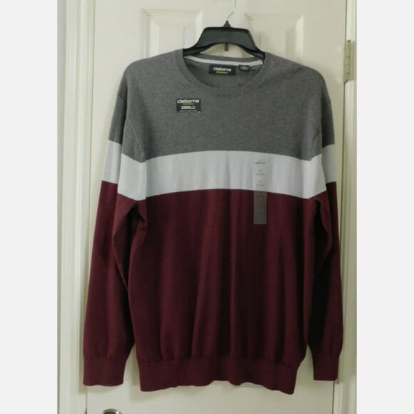 CLAIBORNE Performance  Mens Colorblock Sweater Long Sleeve  XL - Picture 1 of 5